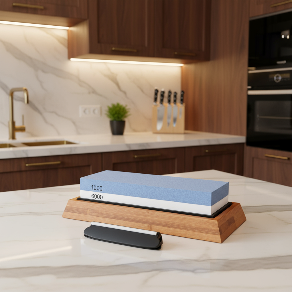 Knives Sharpening Water Stone, with a bonus Angle Guide