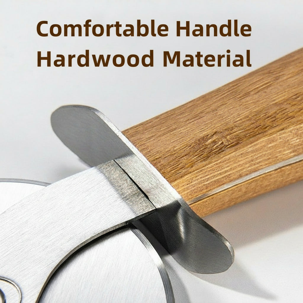 Pizza Wheel Knife, Premium Wooden Handle
