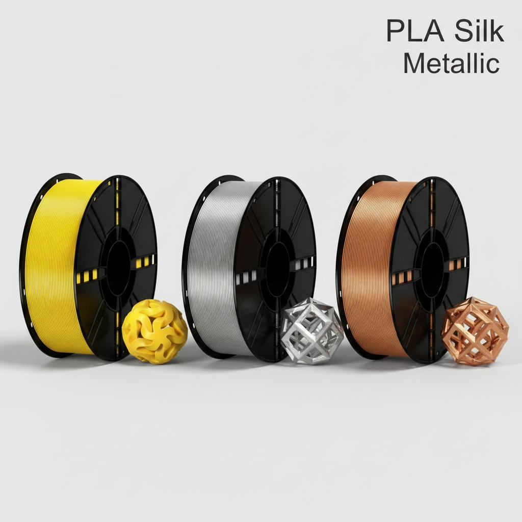 3D Printing PLA Silk Metallic Series Consumables, High-Speed 1.75mm, 1KG Spool (Gold / Silver / Copper)
