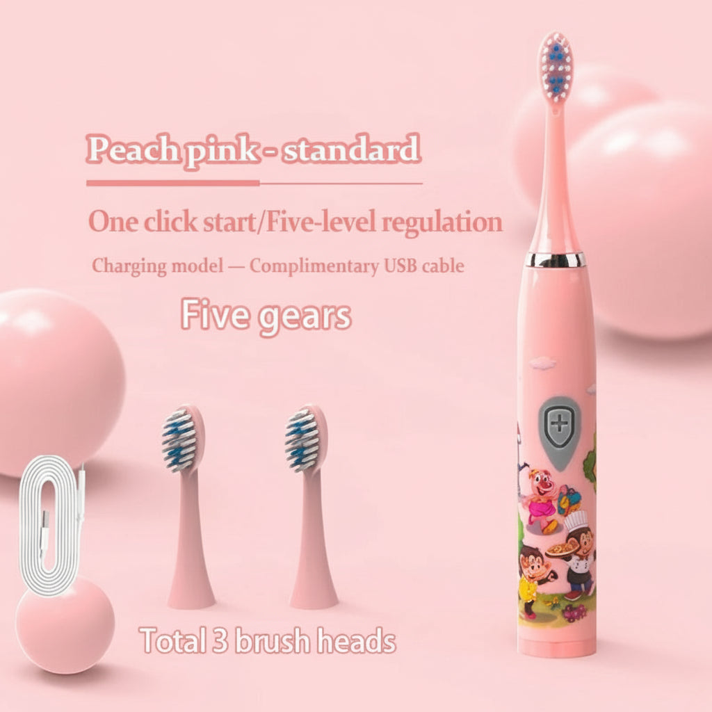 Kids Sonic Toothbrush, Pink, Rechargeable