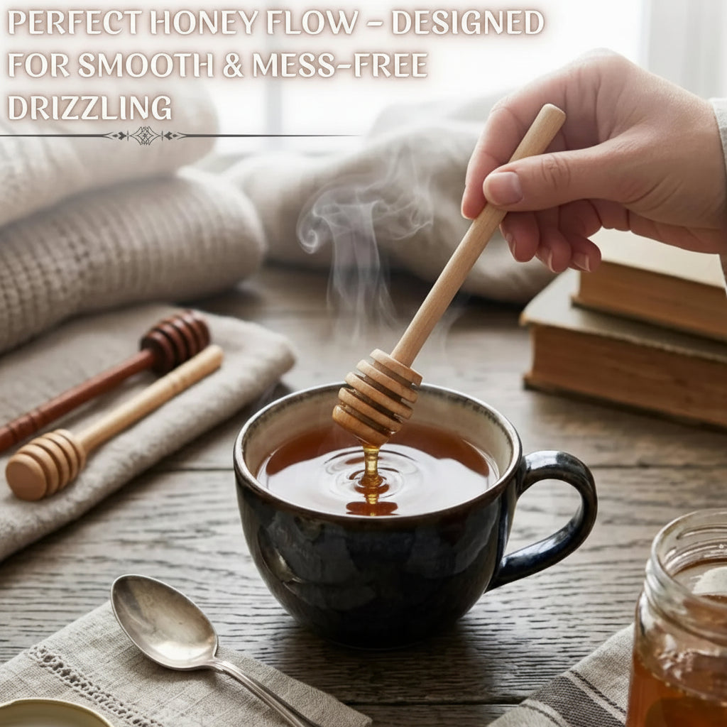 Natural Wooden Honey Dipper, 6 inches