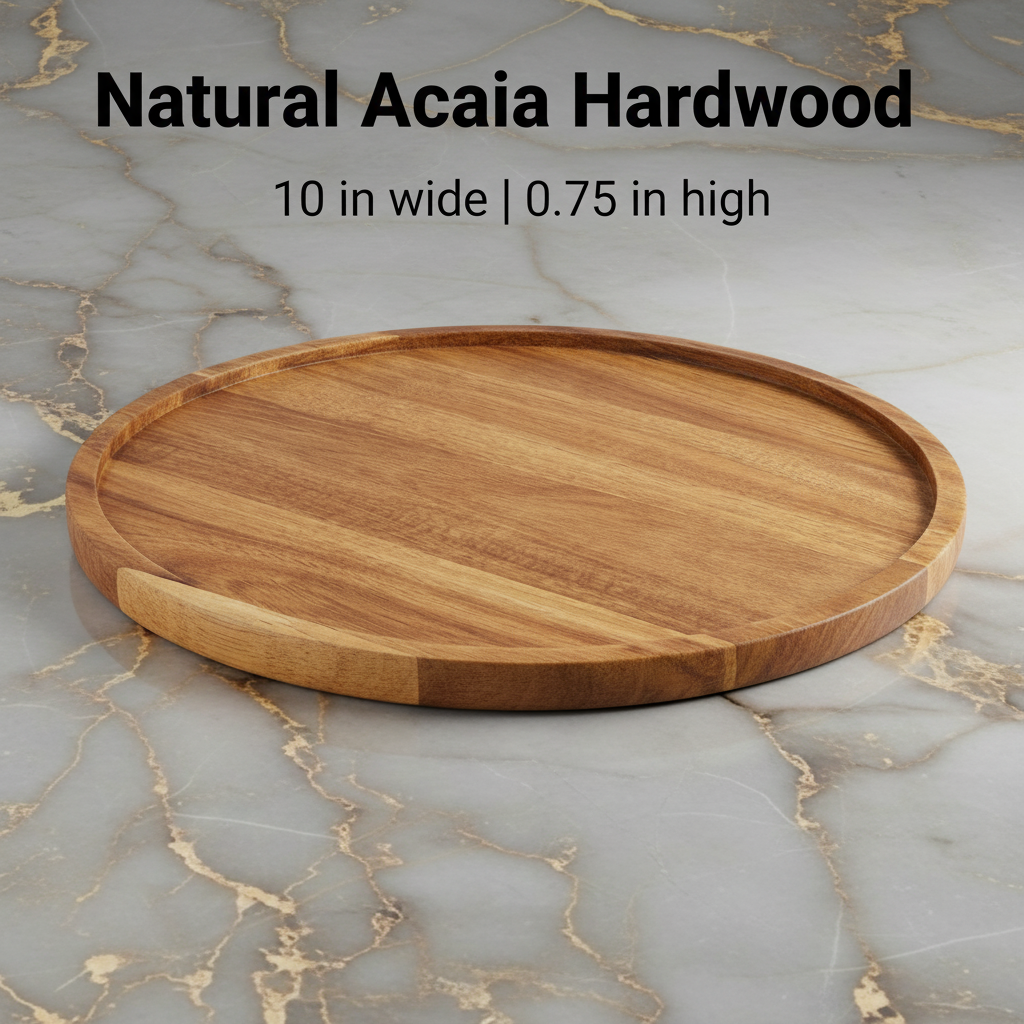 Acacia Wood Dinner Plate/Serving Tray, 10"