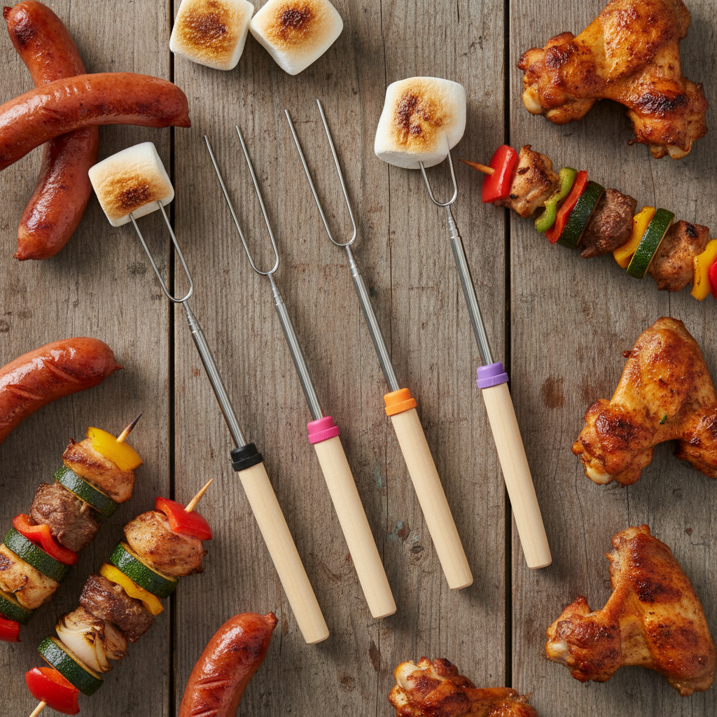 BBQ/Hot-dog/Marshmallow Fork, Set of 4, Expendable 12-32 inches