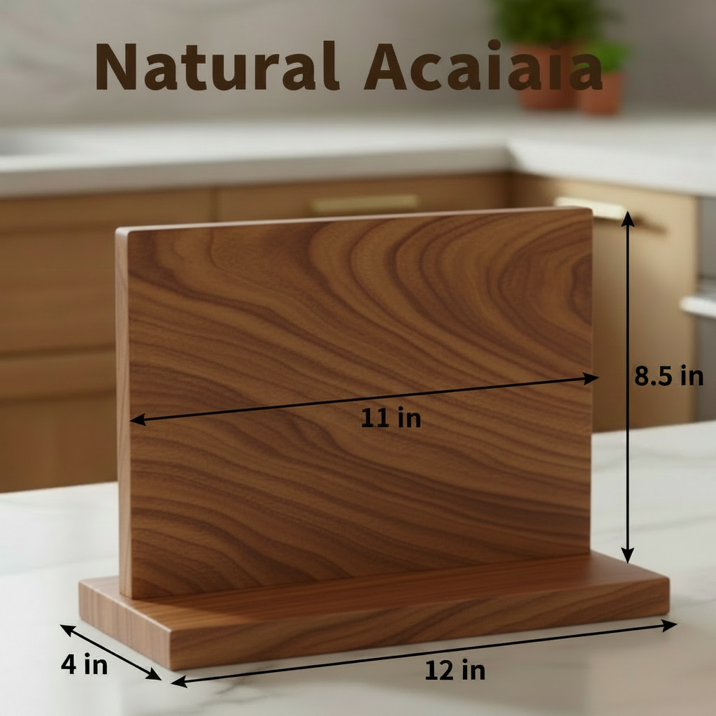 Countertop Magnetic Knife Holder, Acacia Hardwood