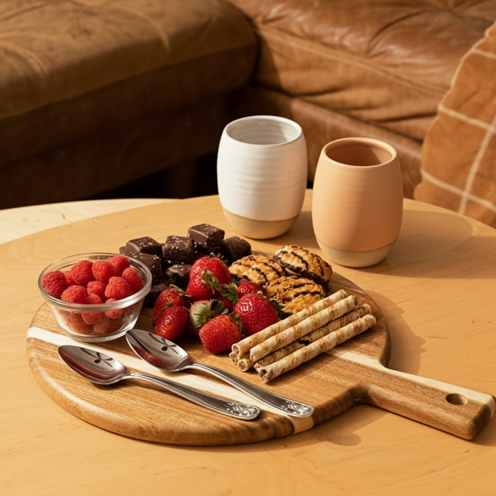 Round Cutting/Serving Board, Acacia Wood, 16x14"