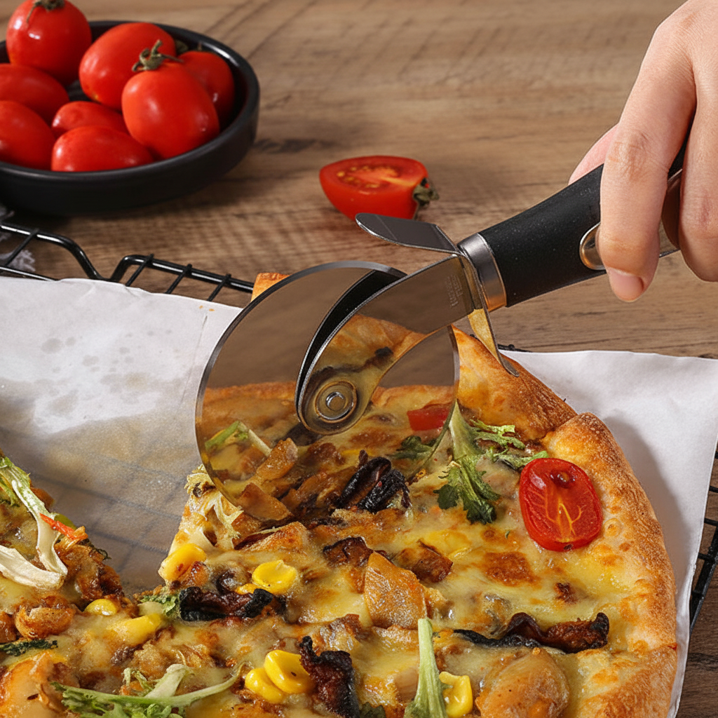 Rolling Pizza Cutter/Spatula Tool Set, Stainless Steel