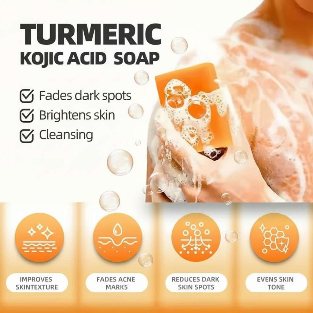 Turcuma Kojic acid Handmade Soap with Lemon Scrub, 100g