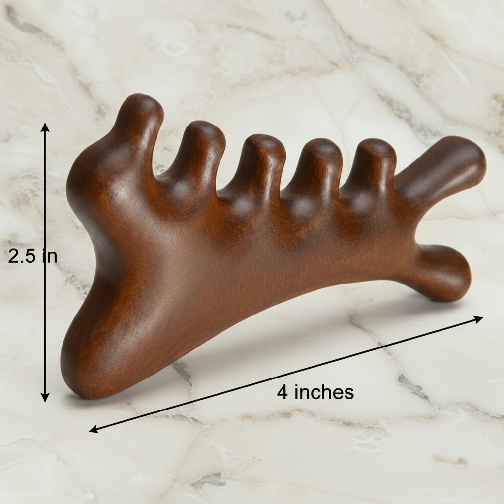 Multifunctional Massager Comb, Ebony Hardwood