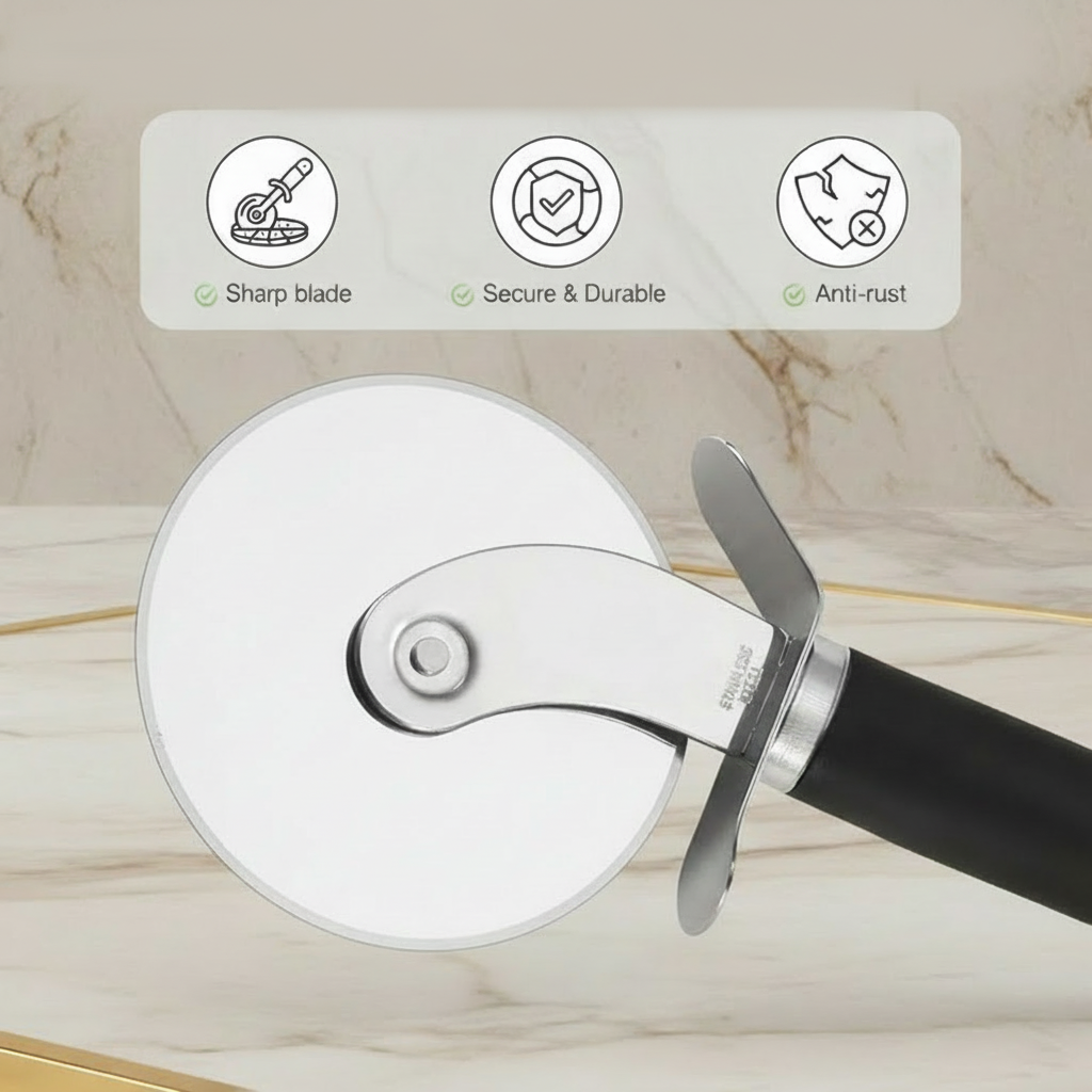 Rolling Pizza Cutter/Spatula Tool Set, Stainless Steel