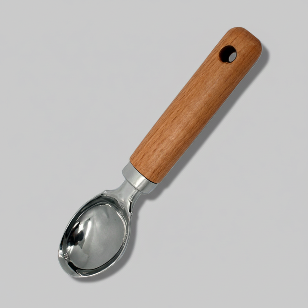 Ice Cream Scoop Spoon, Stainless Steel, Wooden Handle