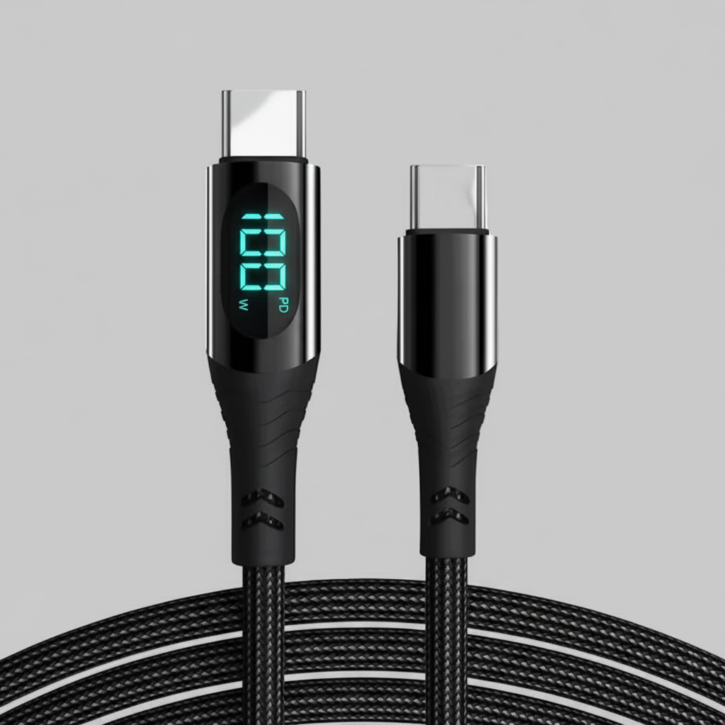 LED 6.5ft Type-C to Type-C Charging Cable, 100W