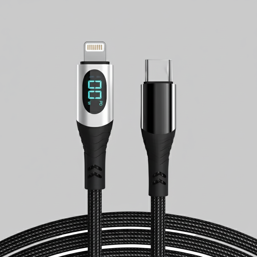 LED 4ft Type C to iPhone Charging Cable, 100W