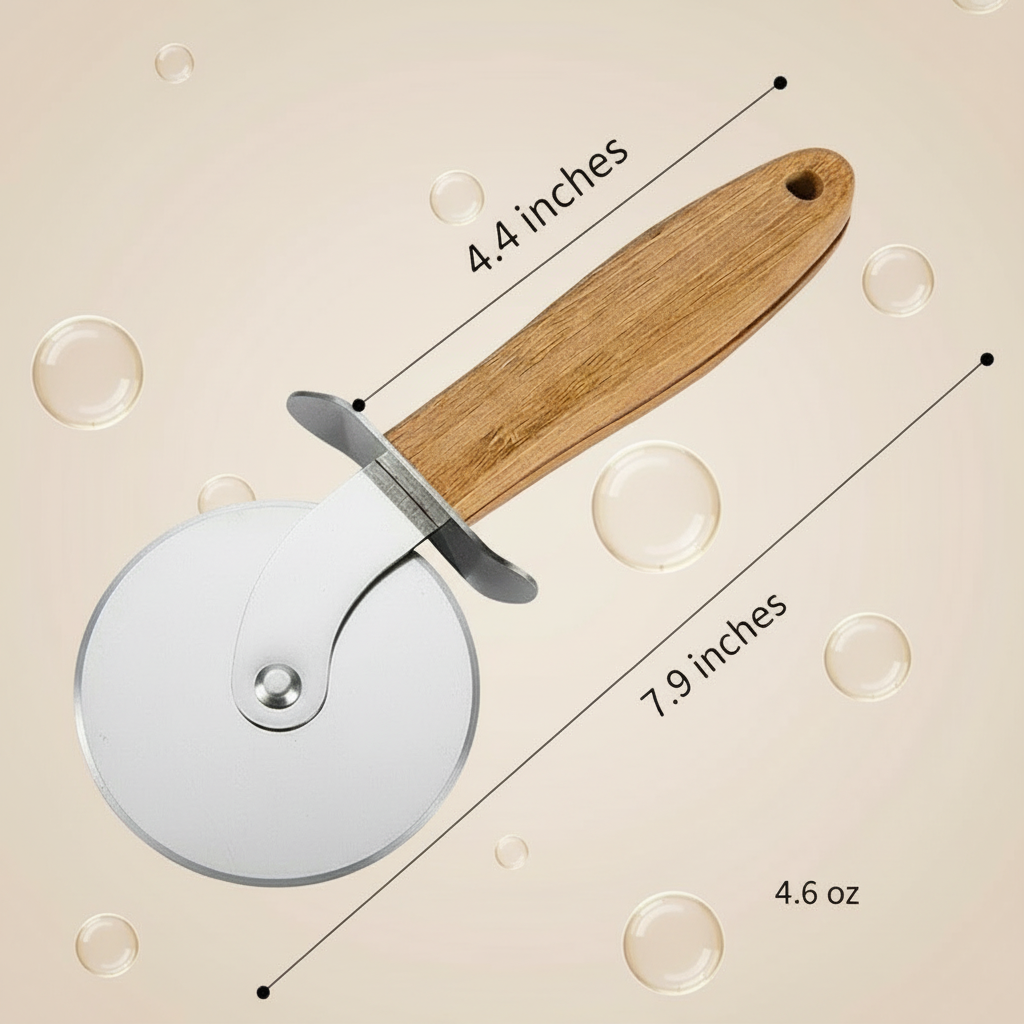 Pizza Wheel Knife, Premium Wooden Handle