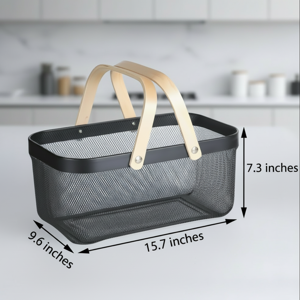 Eco-friendly Household Basket, 18qt, Two Wooden Handles