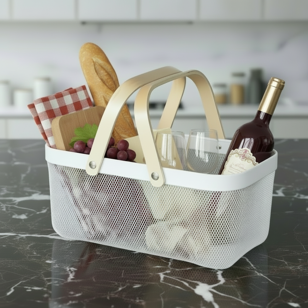 Eco-friendly Household Basket, 18qt, Two Wooden Handles