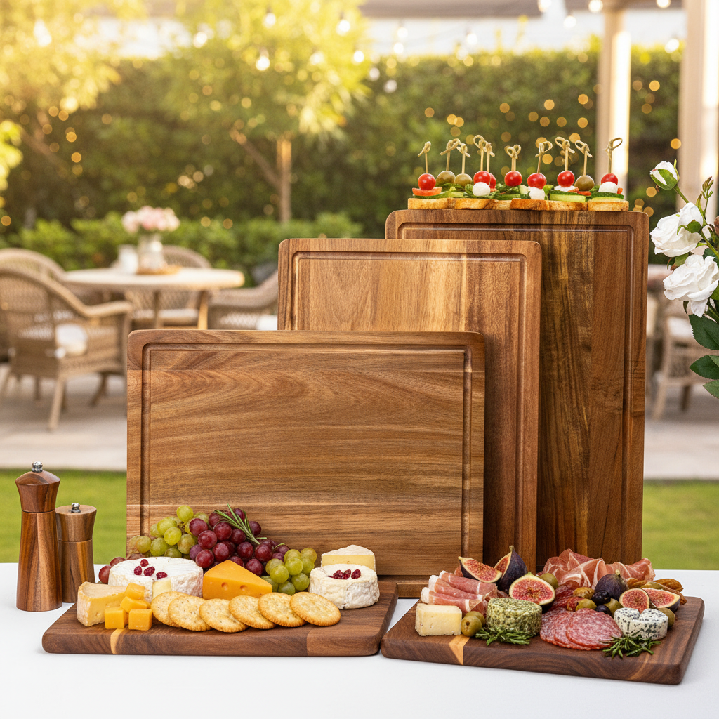Acacia Wood Cutting/Serving Board, 3pcs Set