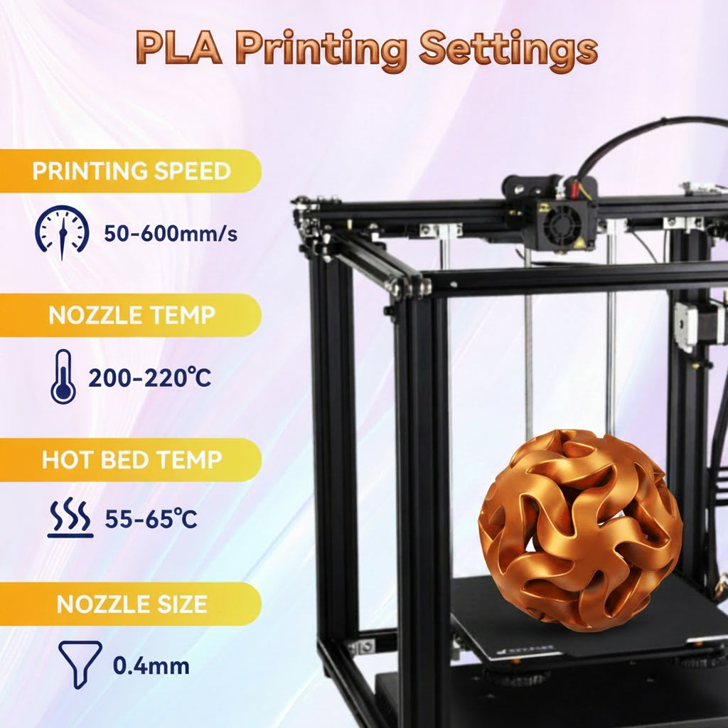 3D Printing PLA Silk Metallic Series Consumables, High-Speed 1.75mm, 1KG Spool (Gold / Silver / Copper)