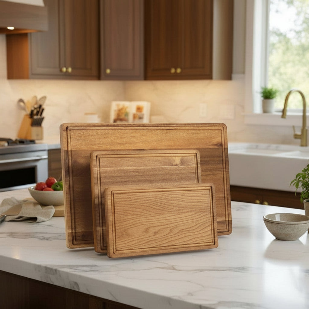 Acacia Wood Cutting/Serving Board, 3pcs Set