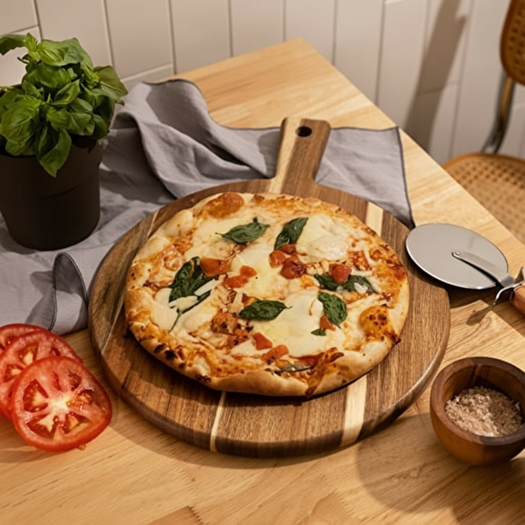 Round Cutting/Serving Board, Acacia Wood, 16x14"