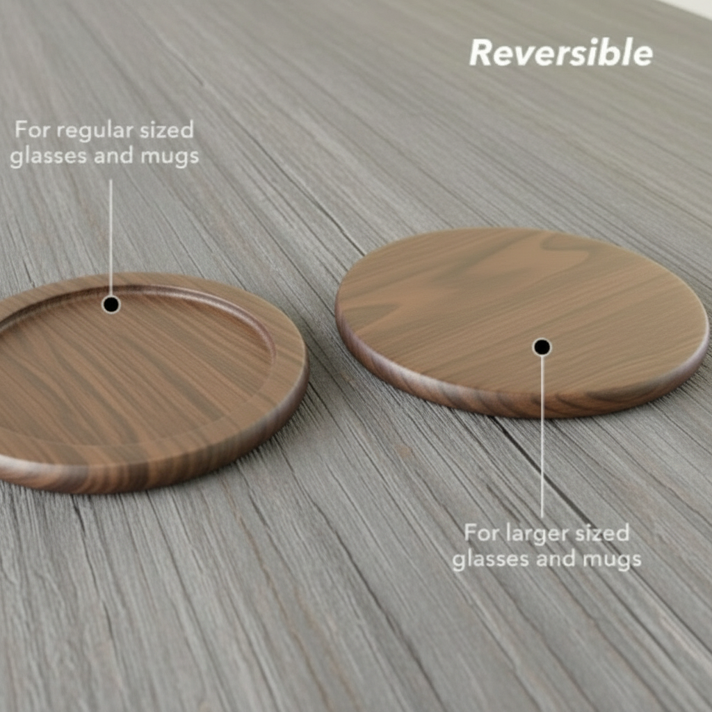 Wooden Coasters, Acacia Hardwood, 7 pcs with Holder