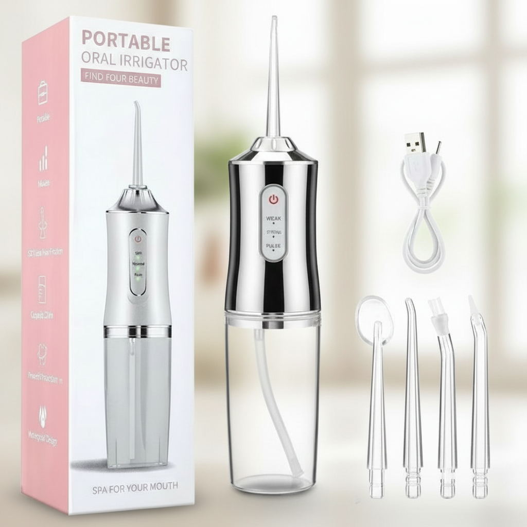 Electric Oral Irrigator, White, Rechargeable
