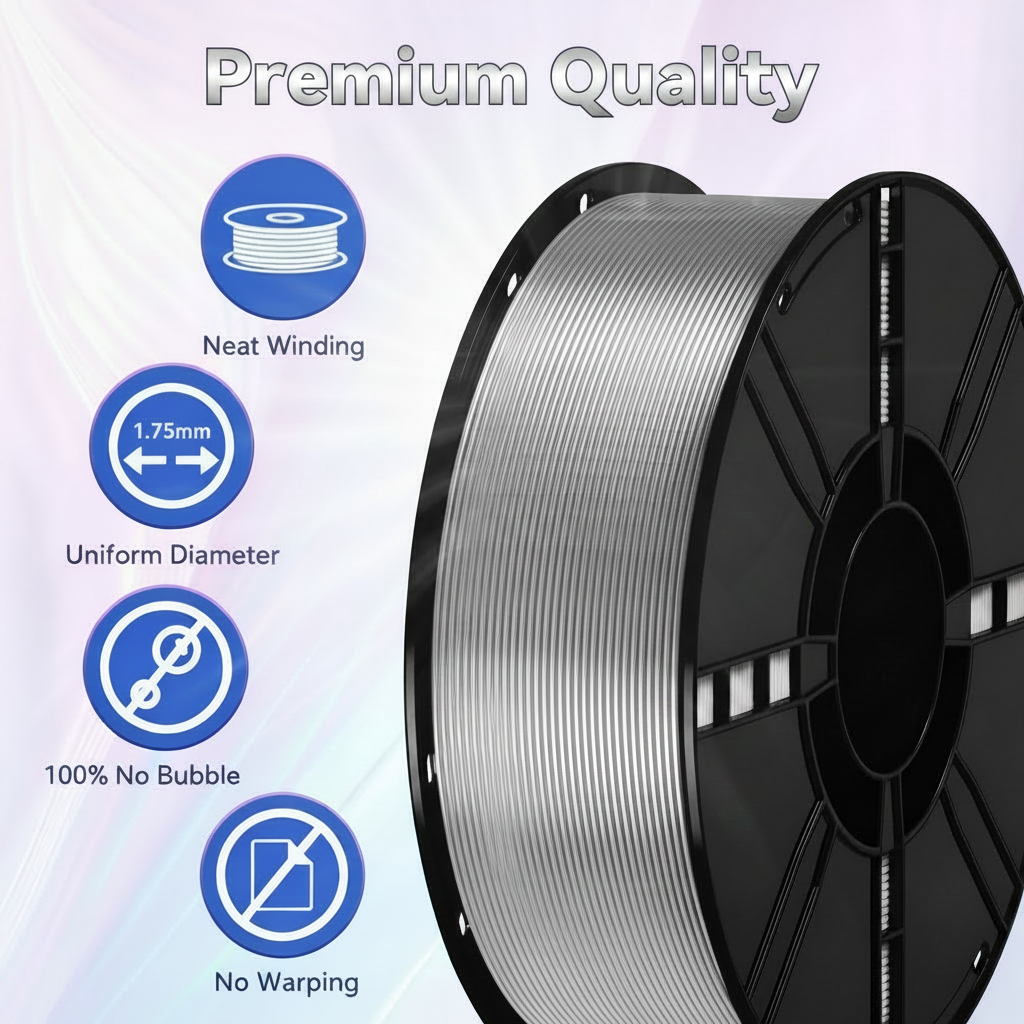 3D Printing PLA Silk Metallic Series Consumables, High-Speed 1.75mm, 1KG Spool (Gold / Silver / Copper)