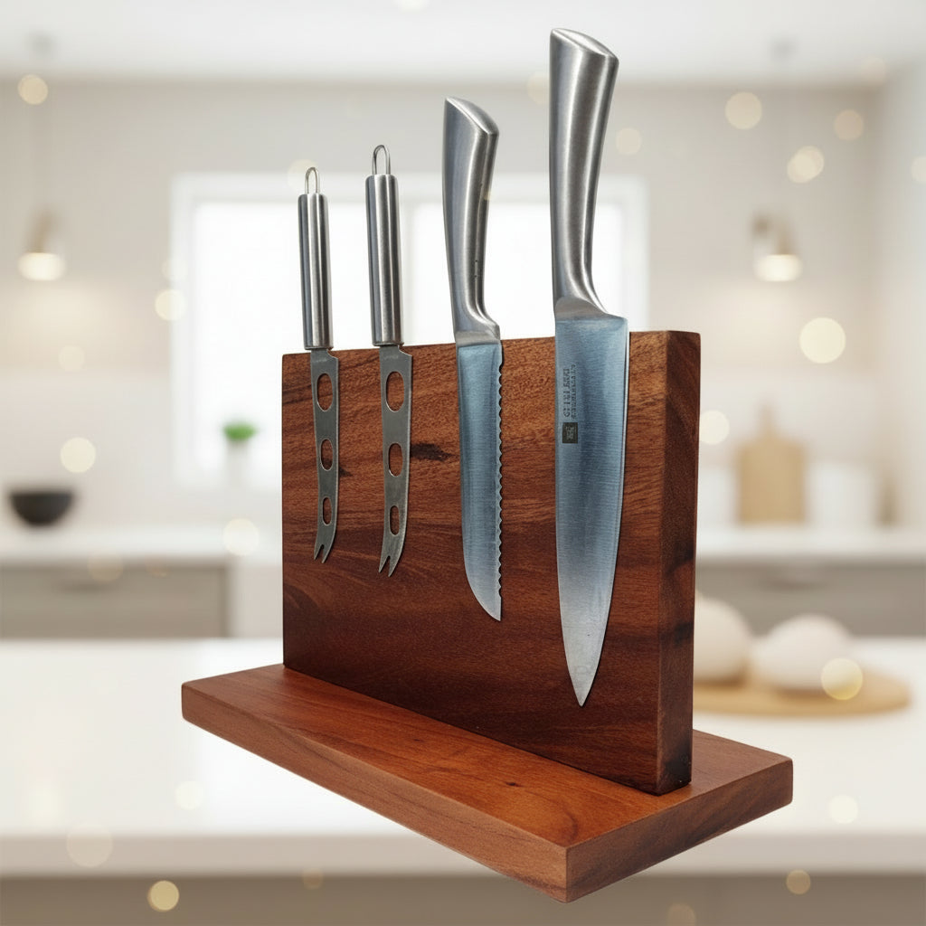 Countertop Magnetic Knife Holder, Acacia Hardwood
