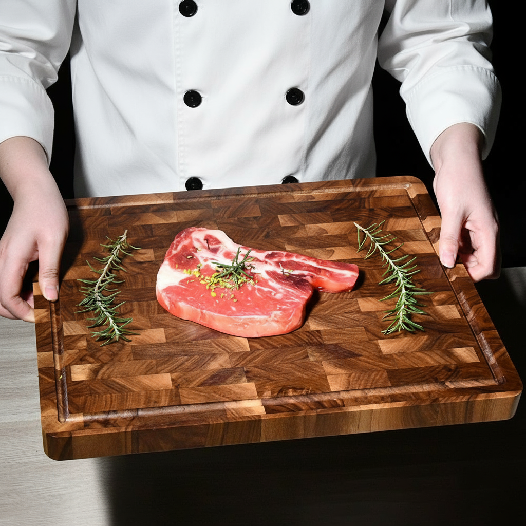 Chief's Upscale Cutting Board, Organic Acacia Hardwood, 18x12x1 inch