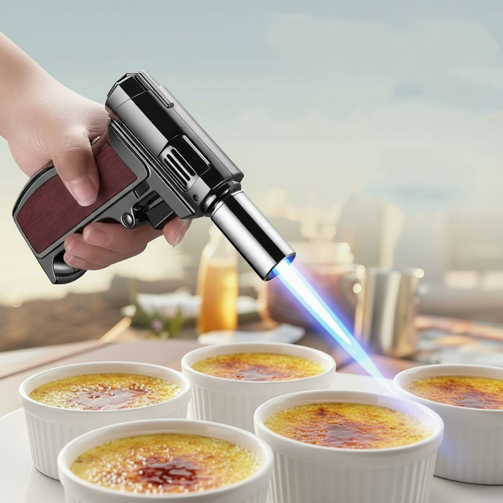 Butane Lighter Torch, Gray, Pistol-grip Handle