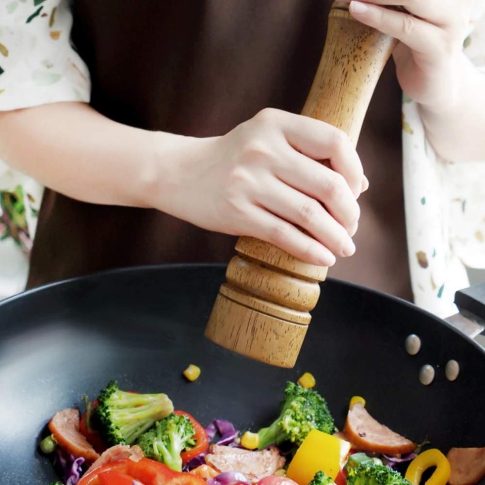 Classic Style Pepper Grinder, 8", Natural Rubberwood