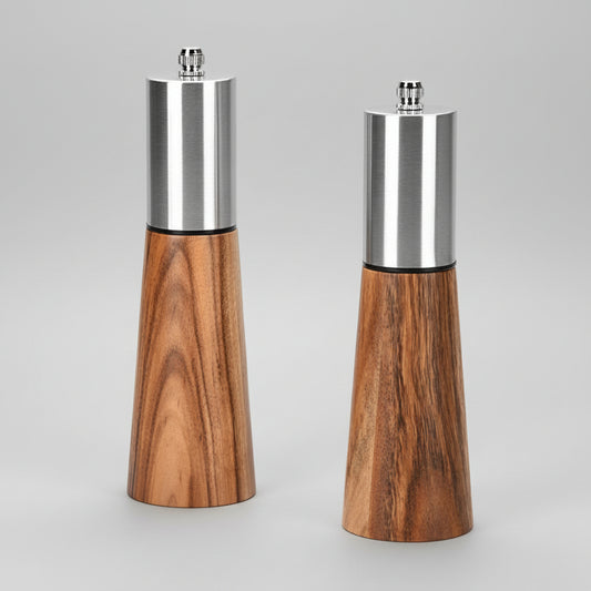 Acacia Wood Seasoning Spice Shaker, 2pcs set, Stainless Steel top