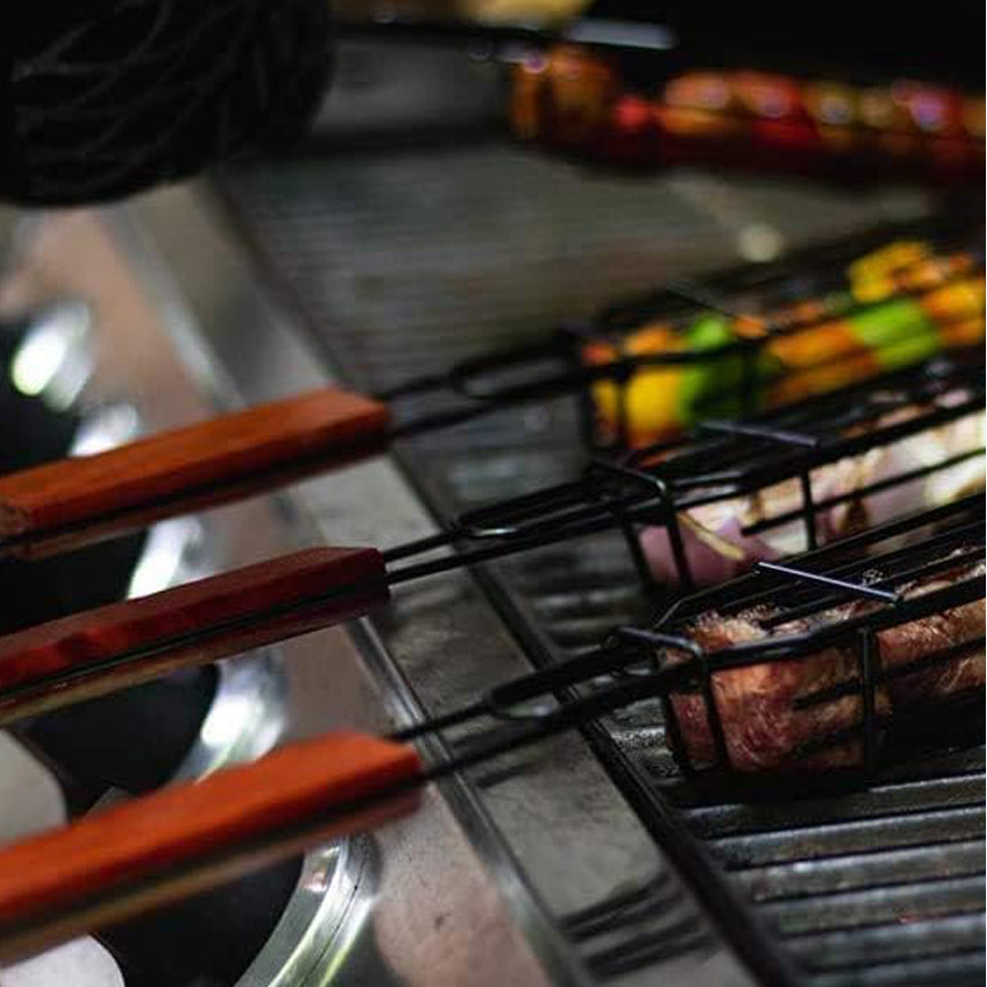 Wooden-Handle BBQ Grill Basket