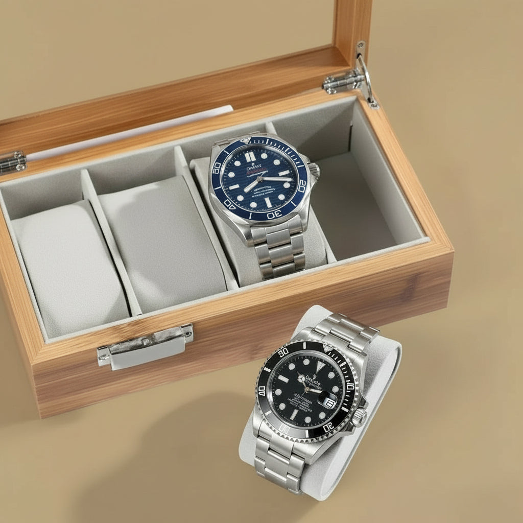 Watch Storage/Display Box, Natural Rubberwood