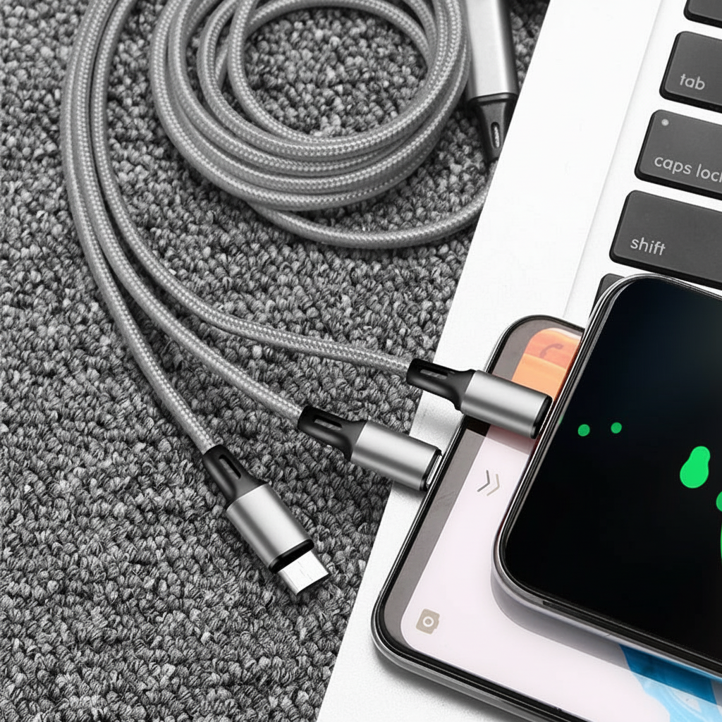 Silvery, 3 in 1 Charging Cable