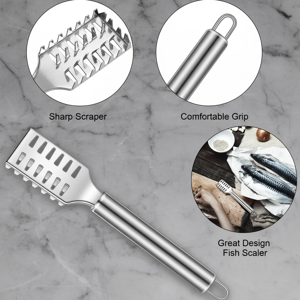 Stainless Steel Fish Scaler, 8 inches
