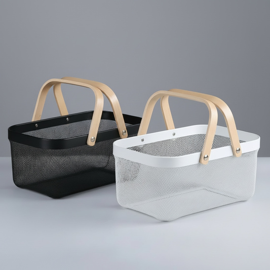 Eco-friendly Household Basket, 18qt, Two Wooden Handles