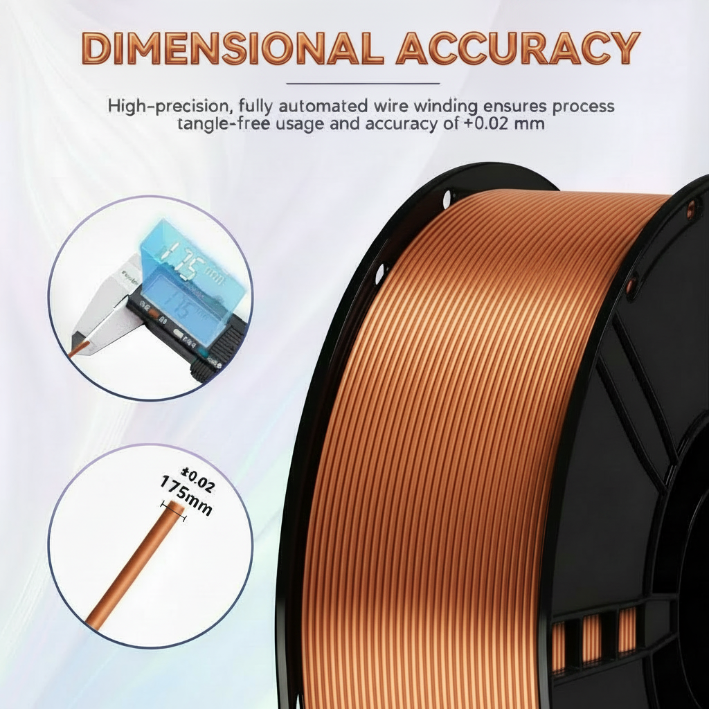 3D Printing KELEIDI Brand PLA Silk Metallic Series Filament, High-Speed 1.75mm, 1 kg (2.2 lb)Spool (Gold / Silver / Copper)