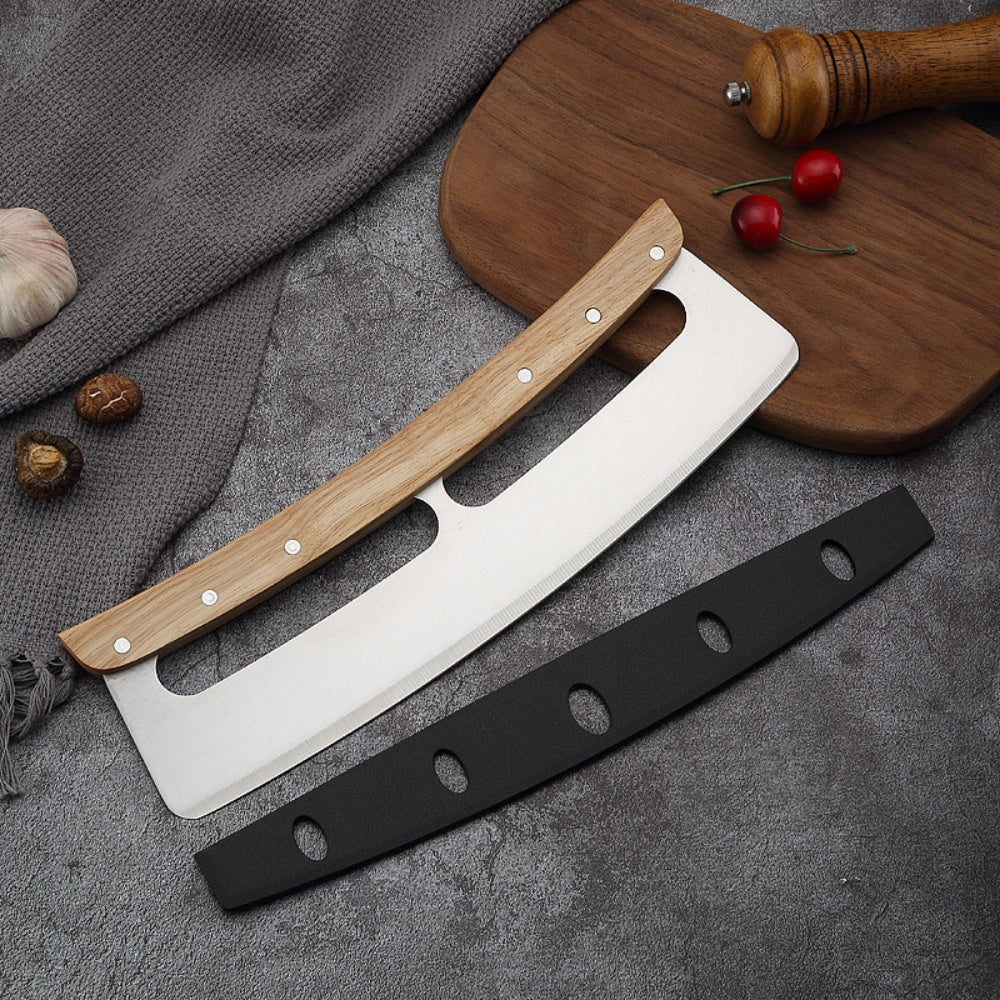 Pizza Cutter, 14 inches Blade, Premium Wooden Handle