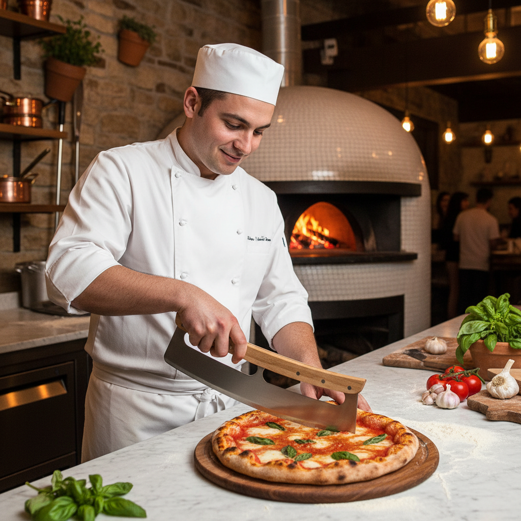 Pizza Cutter, 14 inches Blade, Premium Wooden Handle