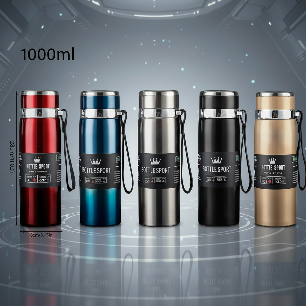 Vacuum Insulated Thermos, Double-wall Stainless Steel, 34 Oz (1L)