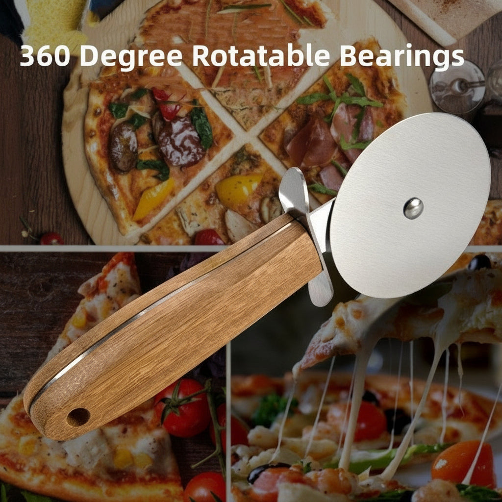 Pizza Wheel Knife, Premium Wooden Handle
