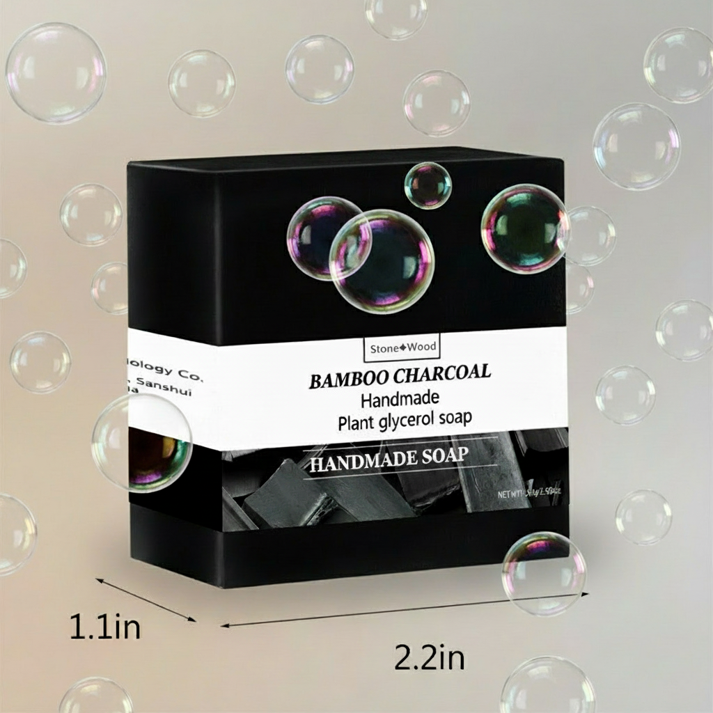 Handmade Plant Soap with Bamboo Charcoal, 100g