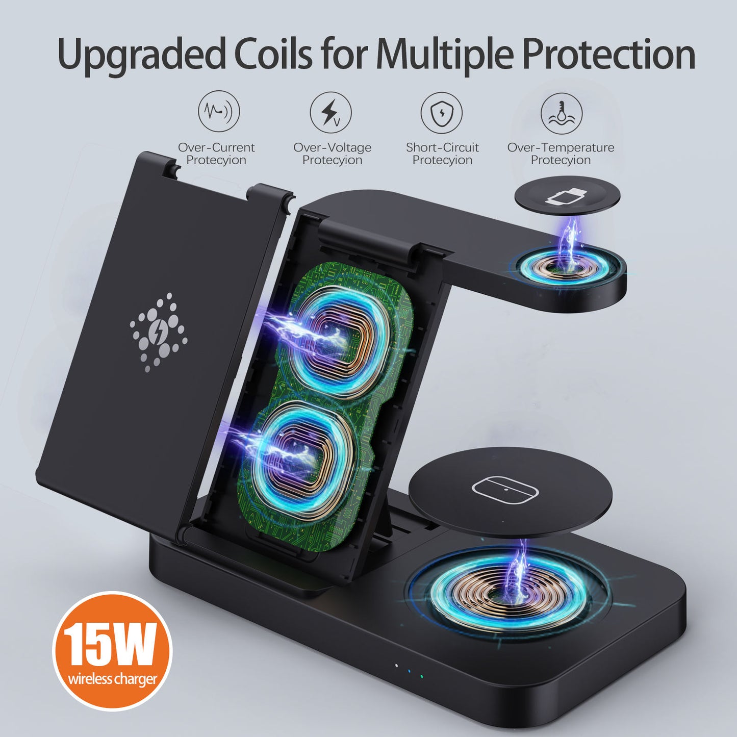 Multifunction 3-in-1 Wireless Charger Stand