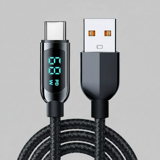 LED 6.5ft USB to Type-C Charging Cable, 100W