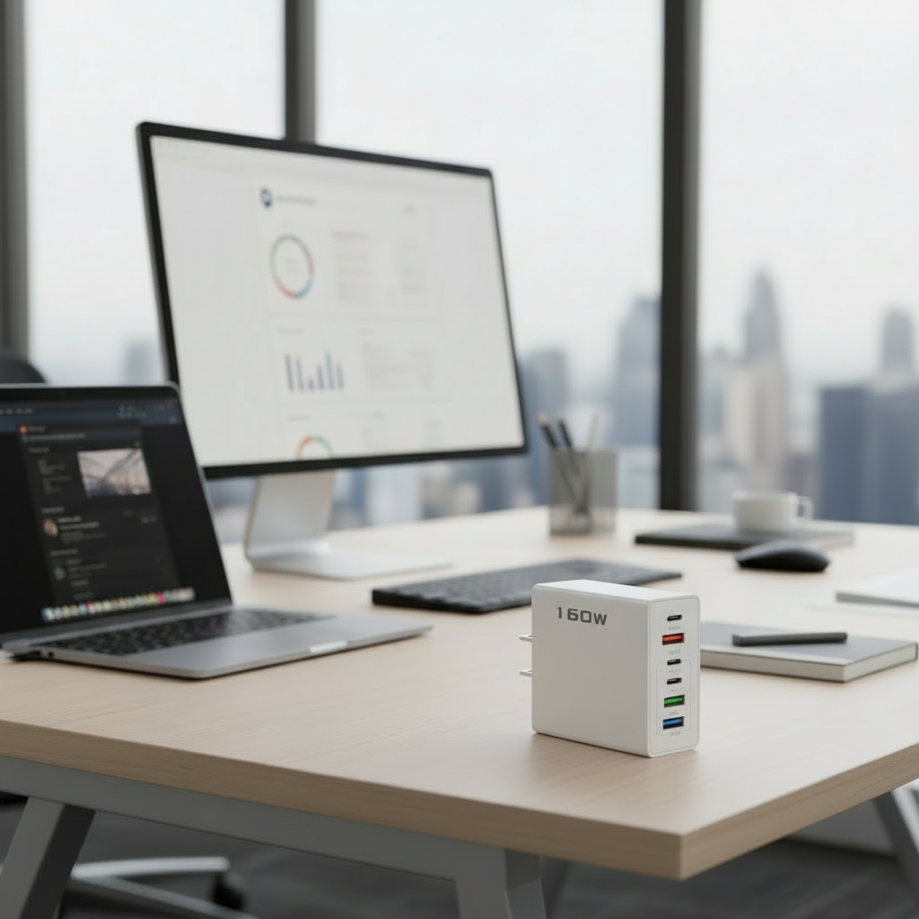 6 Outlets Charging Station, White, Extra High Power 160W