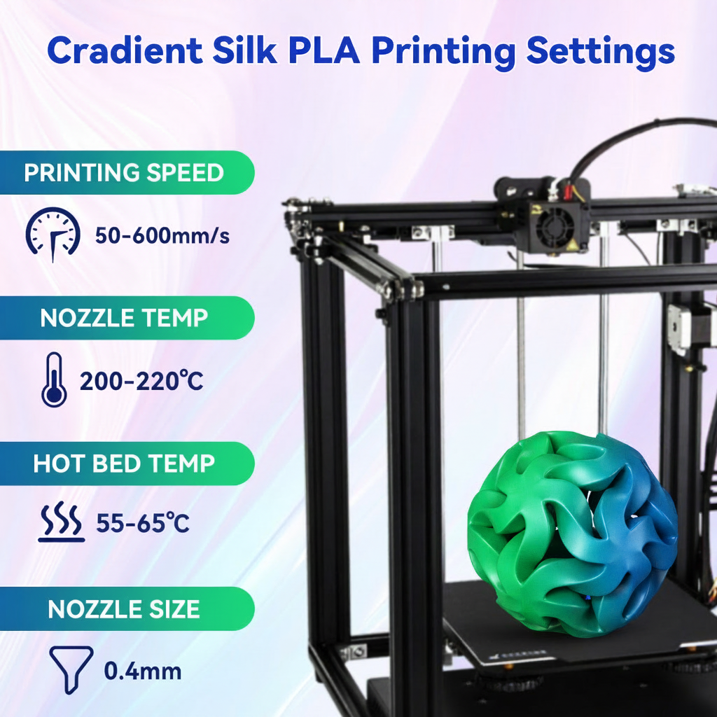 Premium Silk Dual-Color KELEIDI Brand PLA 3D Printer Filament, 1.75mm, 1 kg (2.2 lb) Spool