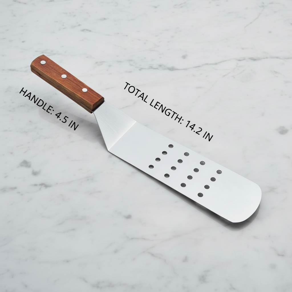 BBQ Cooking Spatula, Wooden Handle, 14 inches, Set of 2