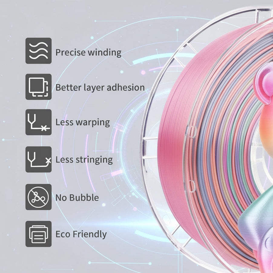 Silk Candy Color 1.75mm 3D Printer PLA Filament 2.2 lb (1 kg)