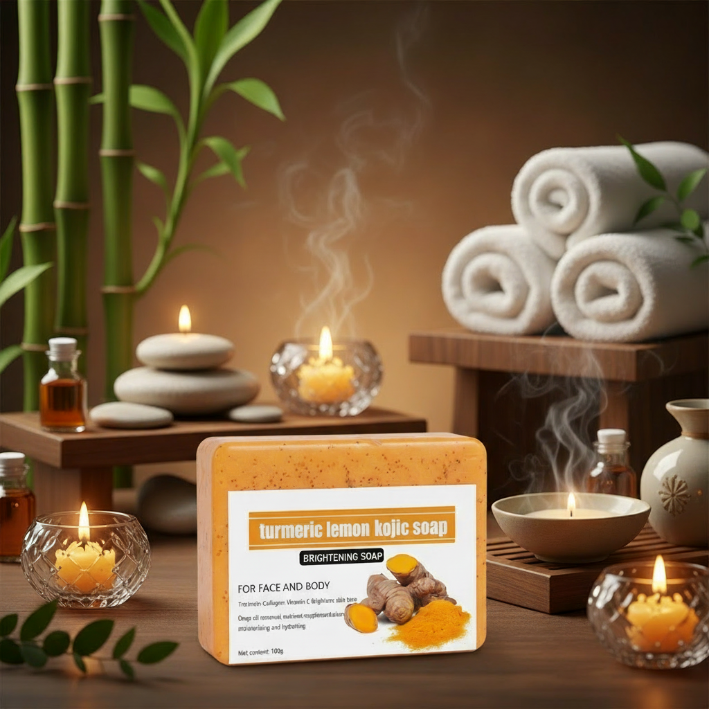 Turcuma Kojic acid Handmade Soap with Lemon Scrub, 100g