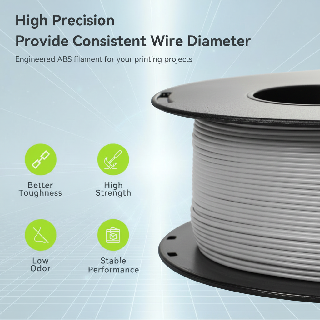 Premium ABS 3D Printer Filament, 1.75mm, +/-0.02mm, 1kg (2.2lbs) Spool